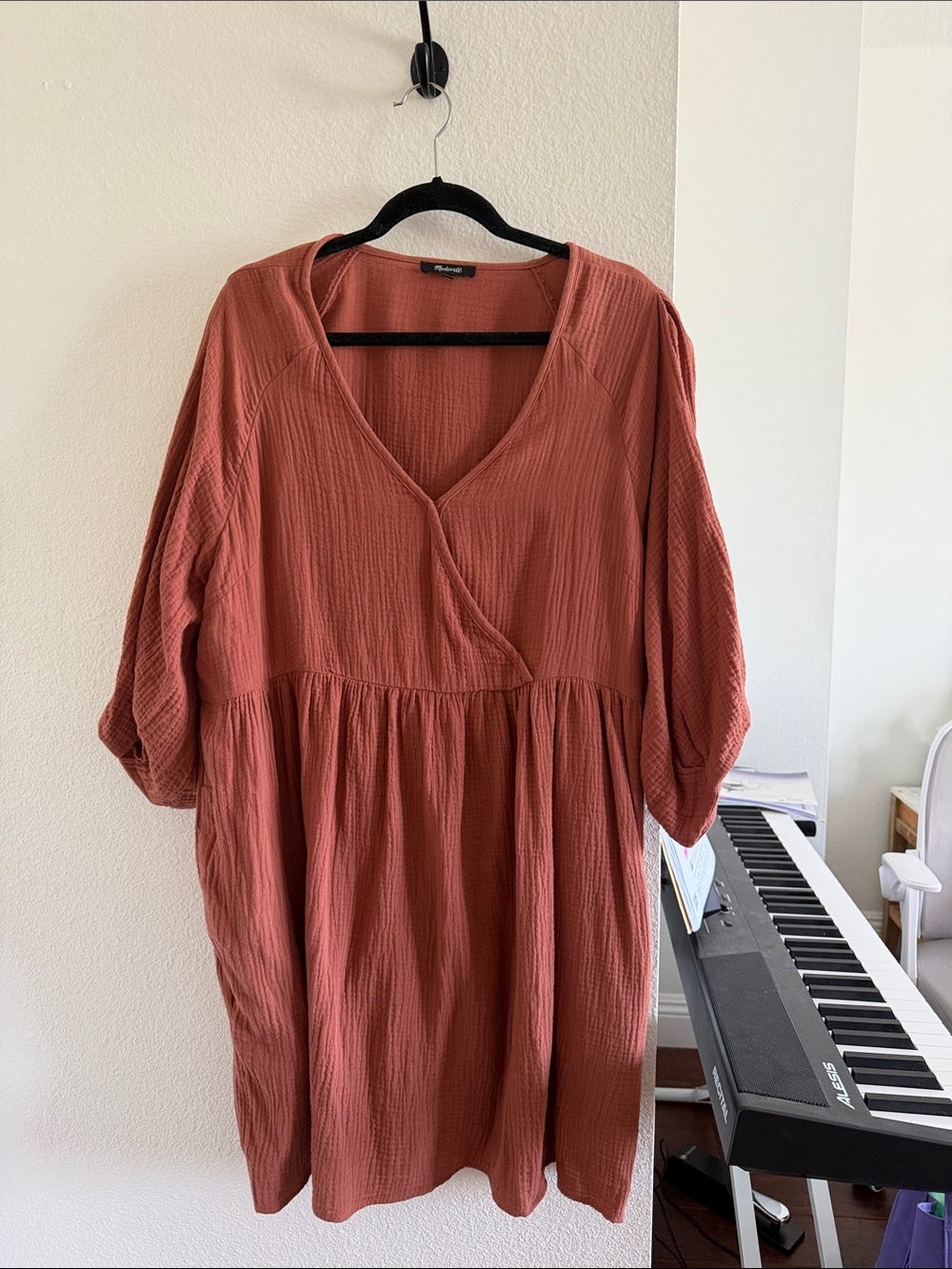 Madewell XXL Mauve V-Neck Babydoll Dress